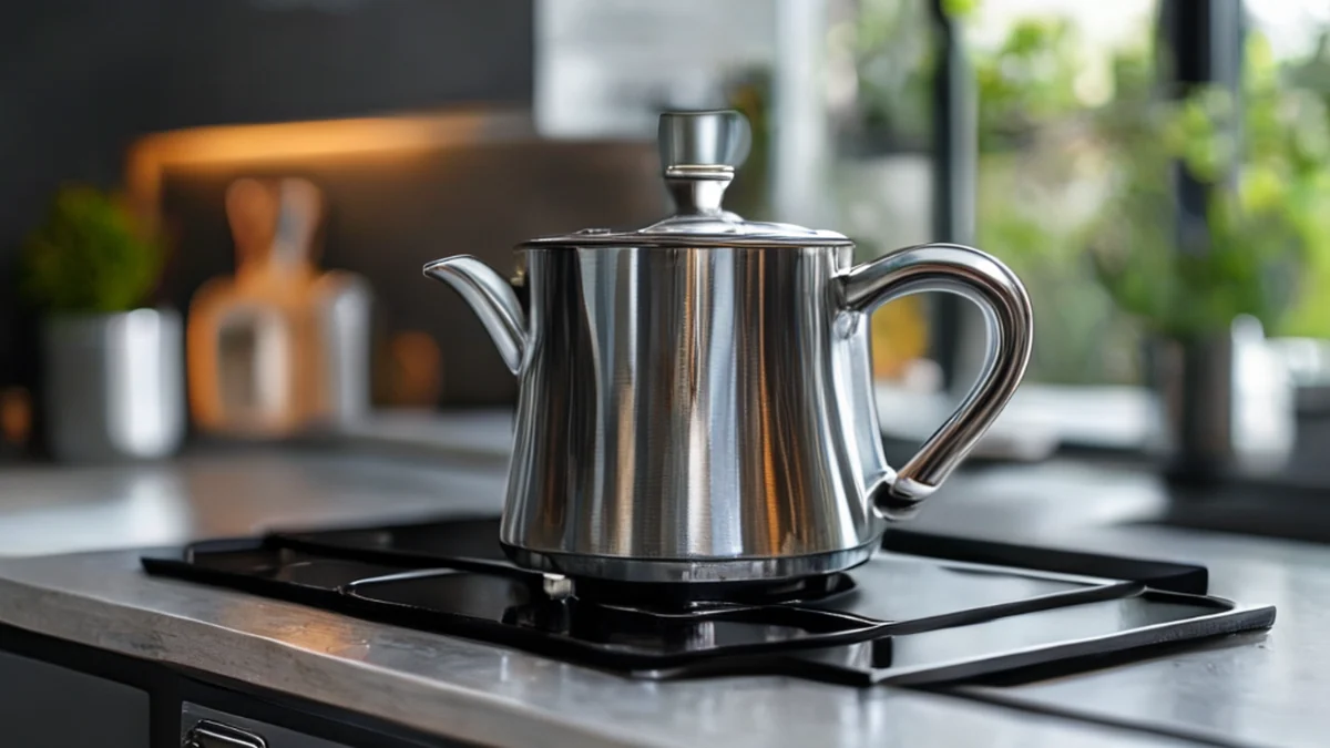 Moka tradicional italiana, cuerpo en acero inoxidable, válvula de presión y granos de café