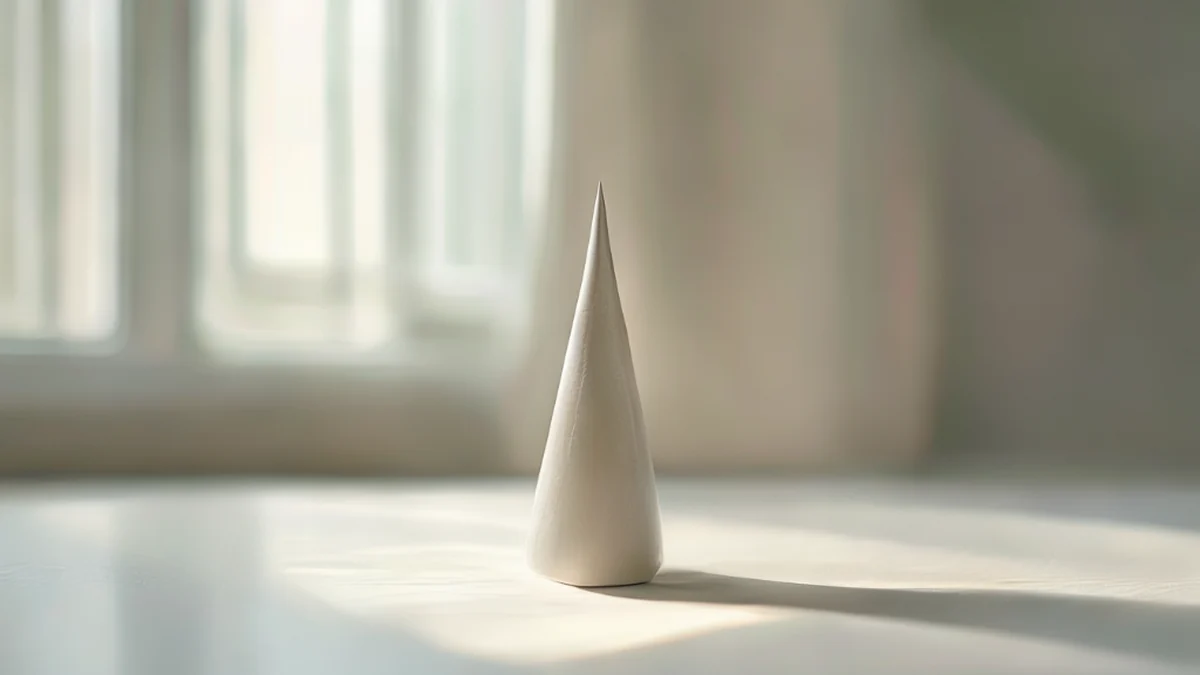 Un pinceau en céramique avec une surface lisse et mat, et un design géométrique simple.