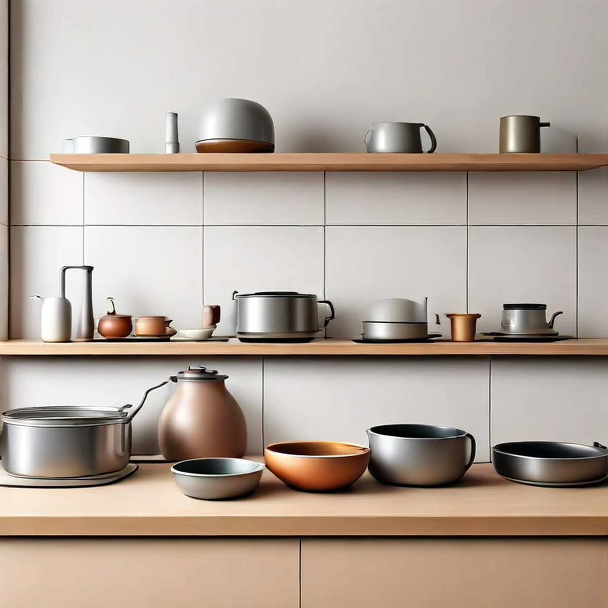 Organisation d'un plan de travail de cuisine avec divers appareils électroménagers.
