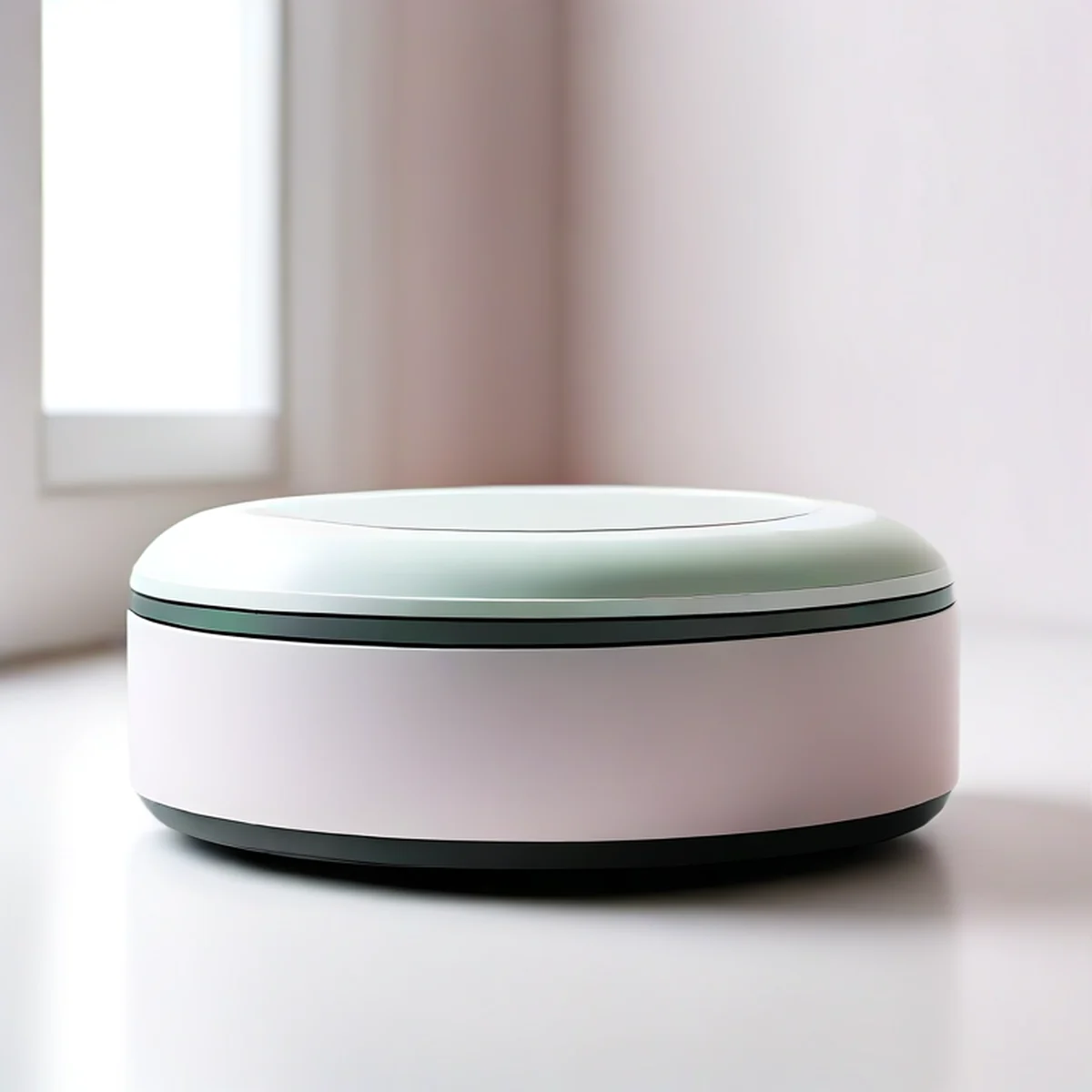 A professional studio shot of a premium robot vacuum design.