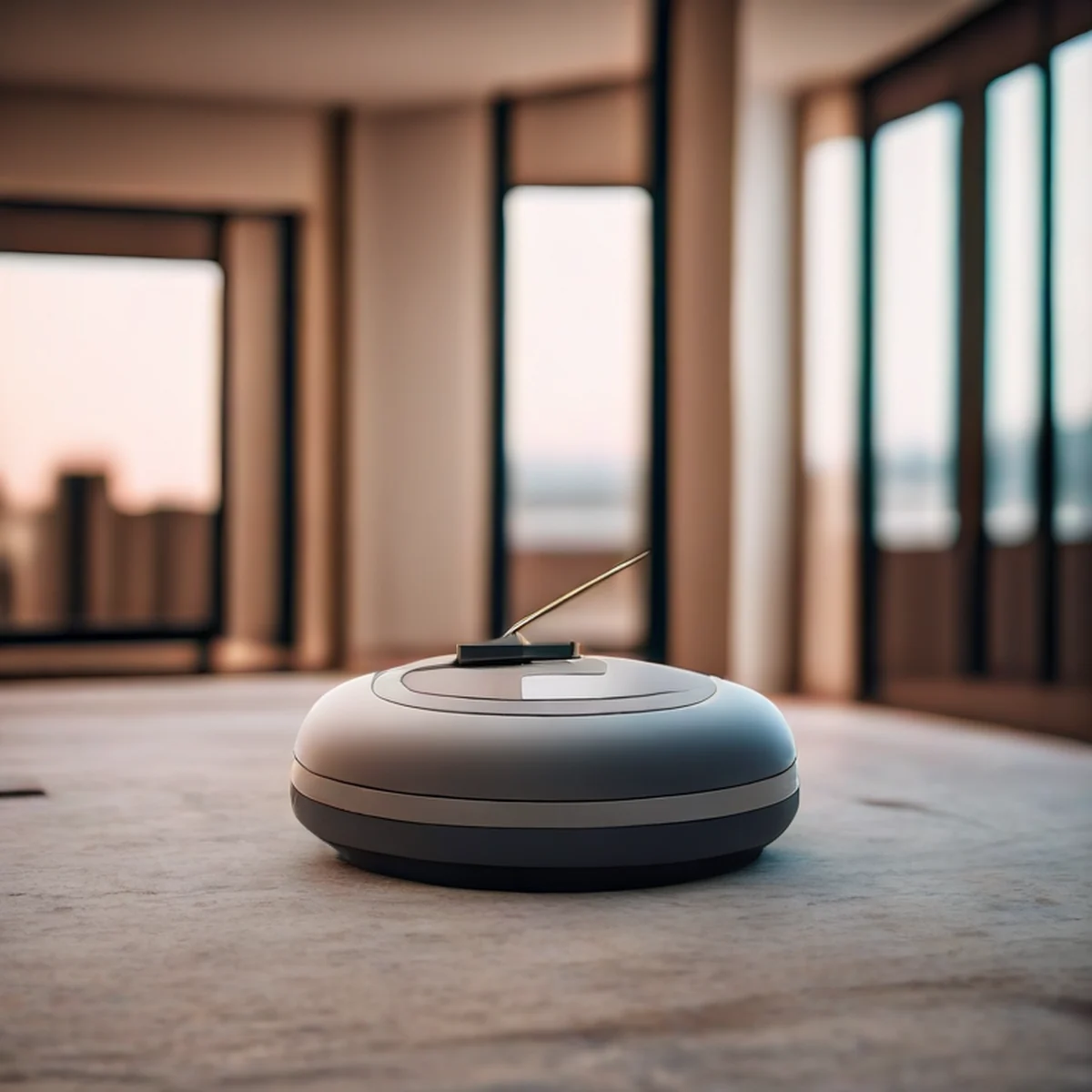 Nabijzicht van de geavanceerde sensoren van een robotstofzuiger.
