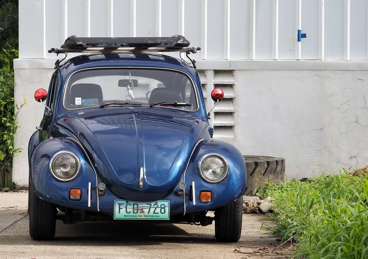 フォルクスワーゲン・ベッテル、1971、1973、カーウォールペイパー、ワゴン、小、車、車両、古い、ヴィンテージ、クラシック、モデル、コレクター、青、ドイツ人