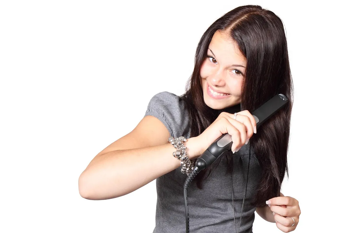 beauty, brunette, cute, equipment, fashion, female, girl, hair, hairstyle, happy, iron, isolated, long, straightener, style, teenager, woman, hair, hair, hair,