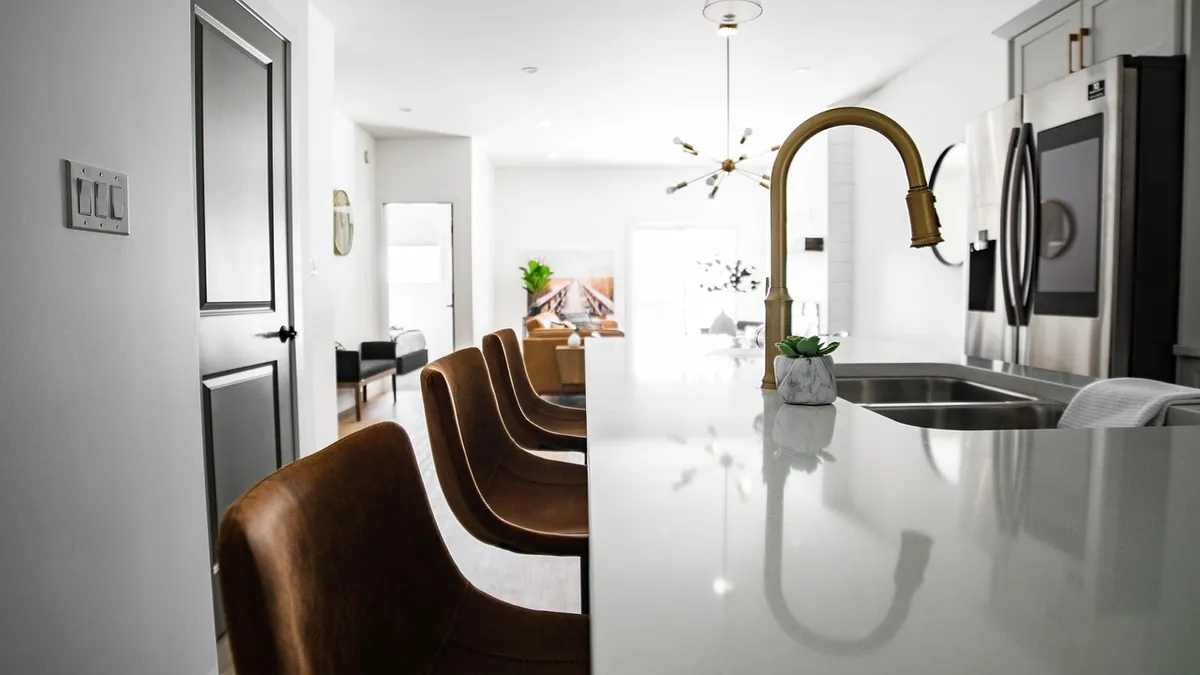 home, kitchen, interior, kitchen island, chairs, furniture, room, interior design, luxurious, modern, house, real estate, property, residential, apartment, kitc